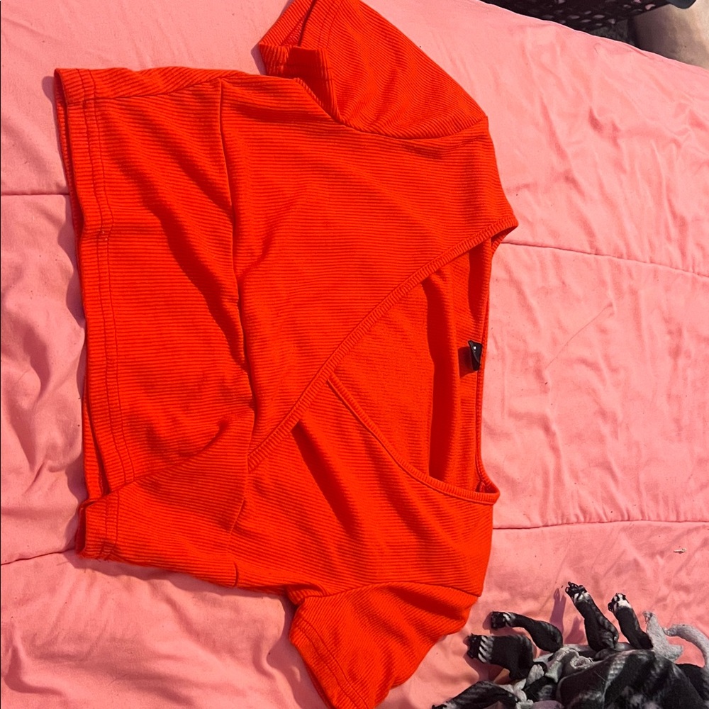 SHEIN Bright Orange Wrap Top